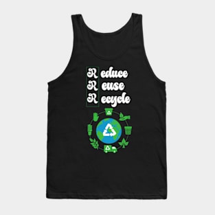 reduce, reuse, recycle happy funny  earth day 2024 Tank Top